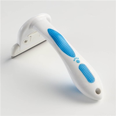 Дешеддер средний, 15×7.8 см, со съёмным лезвием, белый, голубой