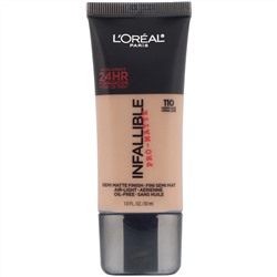L'Oreal, Тональная основа Infallible Pro-Matte, оттенок кремовый коричневый 110, 30 мл