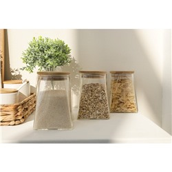 Банка для сыпучих продуктов BellaTenero «Эко», 650 мл, 10×12.5 см, с бамбуковой крышкой, стекло, прозрачная