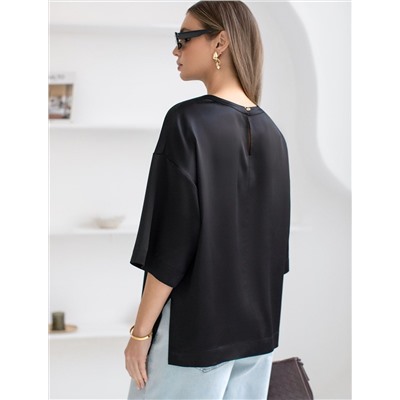 Блузка свободная из струящегося плотного сатина