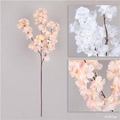 Цветок искусственный Сакура 97 см белая+персиковая / GF-01/1 /уп 500/731740 (Белый)