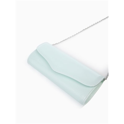 Сумка-клатч женская вечерняя на магните, на длинной цепочке, лаковая, однотонная, чёрная