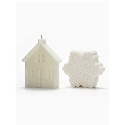 Подарочный набор новогодний: бомбочка снежинка и фигурная свеча дом, URAL LAB
