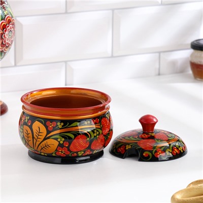 УЦЕНКА Сахарница «Ягодка», большая, 400 мл, 13×15 см, хохлома