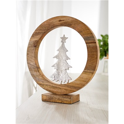 Сувенир интерьерный в деревянном кольце «Ёлка», 30×8×33 см