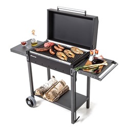 УЦЕНКА Мангал «MAH 203», 128.5×52×90.1 см, 2 мм, колеса, боковые полки, крышка