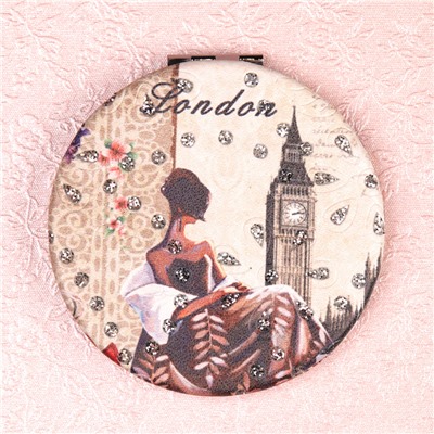 Зеркало карманное 7 см / GT357 /уп 50/300/ кожзам