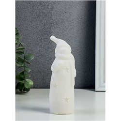 Фигурка светящаяся RISALUX «Снеговик в колпаке», LED-ночник, 3×AG10, белый, 4.8×4.8×15 см