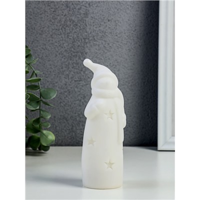 Фигурка светящаяся RISALUX «Снеговик в колпаке», LED-ночник, 3×AG10, белый, 4.8×4.8×15 см