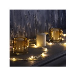 Гирлянда «Нить» 2 м роса с насадками «Бусины», IP20, нить серебристая, 20 LED, батарейки AAx2 (не в комплекте), 2 режима, свечение тёплое белое