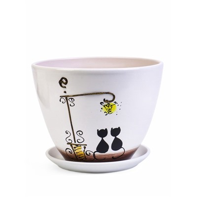 Горшок для цветов «Вечер», 8 л, d=29.5 см, h=23 см, керамика, с поддоном, белый