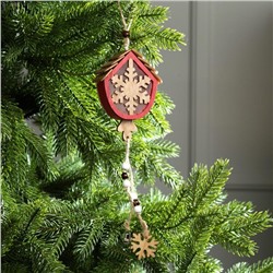 Ёлочная игрушка «Домик со снежинкой», 9×8×4 см, от батареек, свечение тёплое белое