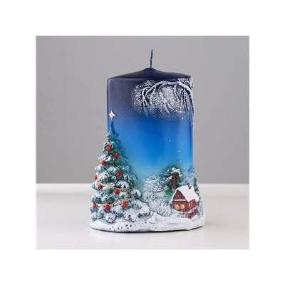 Свеча - цилиндр «Зимняя», 8×11.5×15 см