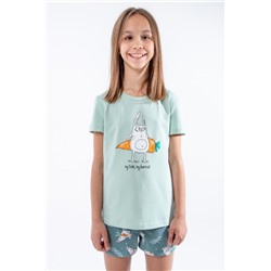 Пижама для девочки Кролик-морковка арт. ПД-009-055 (Васаби/зеленый)