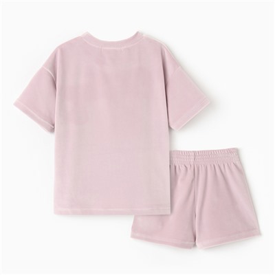 Костюм детский (футболка, шорты) KAFTAN Plushy, размер 30 (98-104 см), лиловый