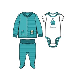 Комплект детский трикотажный для мальчиков: боди, кофточка, ползунки