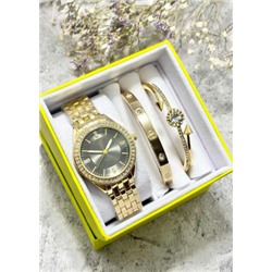 Подарочный набор для женщин часы, 2 браслета + коробка #22853023