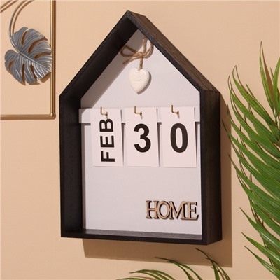 Сувенир вечный календарь подвесной HOME, 5×20×28 см, дерево, чёрный