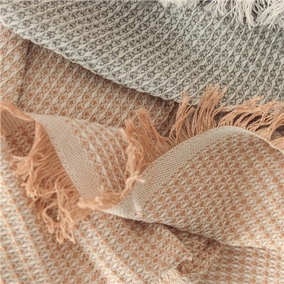 Плед с бахромой «Этель» Waffle, 130×180 см, бежевый