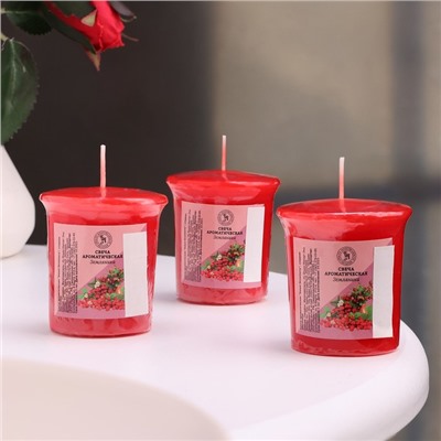 Набор свечей ароматических Sweet Strawberry, сладкая земляника, 3 шт., 5×4.5 см