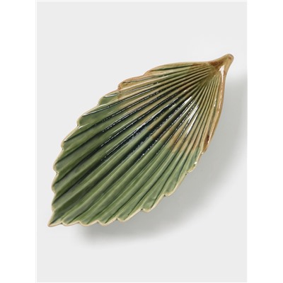 Блюдо керамическое сервировочное «Дендрарий», 21×10×4 см, зелёное