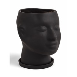 Горшок-органайзер «Голова», керамика, чёрное, 3 л, 24×19 см