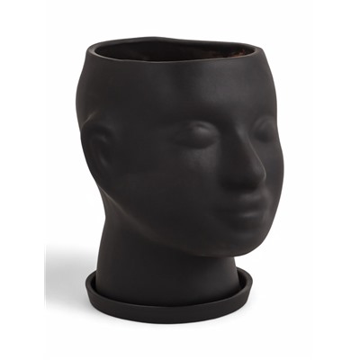 Горшок-органайзер «Голова», керамика, чёрное, 3 л, 24×19 см