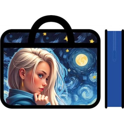 Папка пластиковая А4 на молнии с ручками 33х26х7,5 см ПМ-А4-25 "ЗВЕЗДНАЯ ЛЕДИ" Пчелка