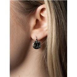 Серьги из серебра с кристаллами Премиум Австрия цвета дымчатый родированные 925 пробы 0042с-215