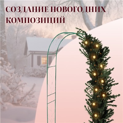 Арка садовая, 240×120×36.5 см, для вьющихся растений, металлическая, зелёная, «Веточка», Greengo