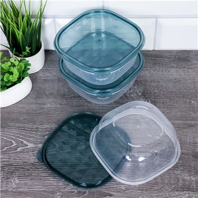 Контейнер квадратный 3 штуки 500 мл / P8 /уп 126/12,5x4 см