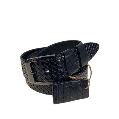 Ремень мужской из натуральной кожи, цвет черный