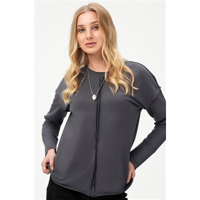 Женский лонгслив оверсайз из футера двухнитки Happyfox