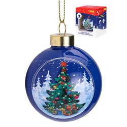 Новогоднее украшение. Елочный стеклянный шар  "Яркая ёлочка", 6см (соб.разб.)