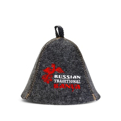 Шапка для бани и сауны «Русские традиции», шерсть 50%, полиэфир 50%, серая