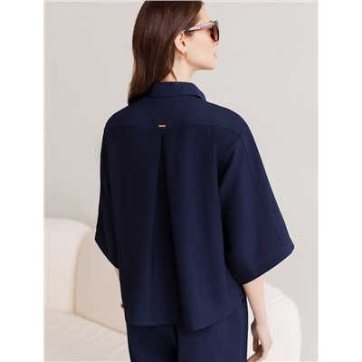 Блузка с широкими рукавами 3/4 из плотного лиоцелла