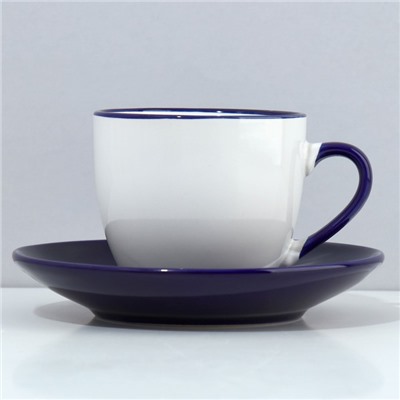 Чайная пара керамическая «Синие цветы», 250 мл