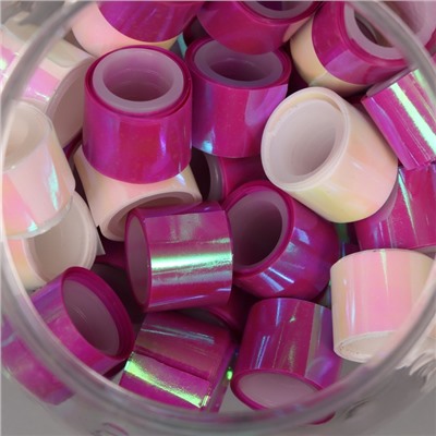 Клейкая лента пластик в банке «Перл. Белый и фуксия», набор 40 шт., 1.2 см, дл.0.9 м, 7×7×9 см