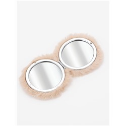 Зеркало складное «Мех», d=8 см, с увеличением, с искусственным мехом, бежевое