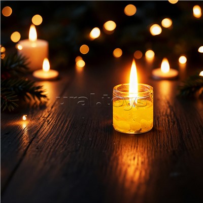 Набор свечей гелевых (8шт х 2,7*2,7см) в стаканчике, с блёстками