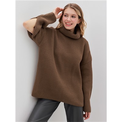 Джемпер женский MINAKU: Casual collection, коричневый, размер 42