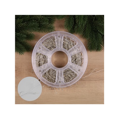 Гирлянда «Мишура» 50 м роса, IP44, серебристая нить, 1500 LED, 8 режимов, свечение мульти, 36 В