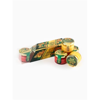 Мёд кремовый новогодний «Чудес», клубника, абрикос, апельсин, малина, 120 г (набор 4 шт.×30 г).