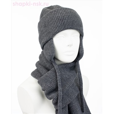 018 KWH Комплект женский (ушанка+шарф) (56-58)
