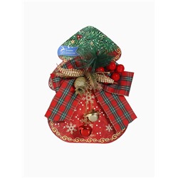 Ёлочная игрушка «Зимнее волшебство. Новогодний стиль» пластик, бант клетка ягоды, 14×11 см, красный