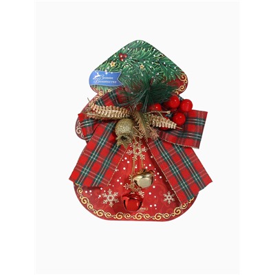 Ёлочная игрушка «Зимнее волшебство. Новогодний стиль» пластик, бант клетка ягоды, 14×11 см, красный