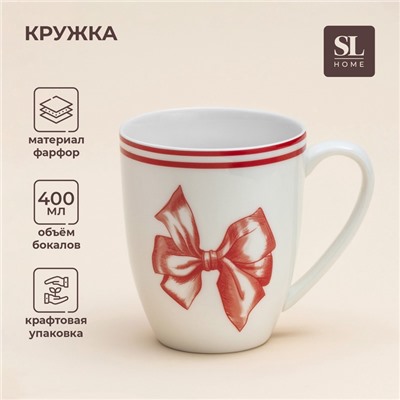 Кружка новогодняя SL Home «Прекрасное время», 400 мл, 9×10 см, фарфор, белая