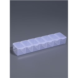 Органайзер для хранения мелочей, 7 ячеек, 19×4.5×3 см, с наклейками, прозрачный