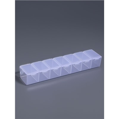 Органайзер для хранения мелочей, 7 ячеек, 19×4.5×3 см, с наклейками, прозрачный