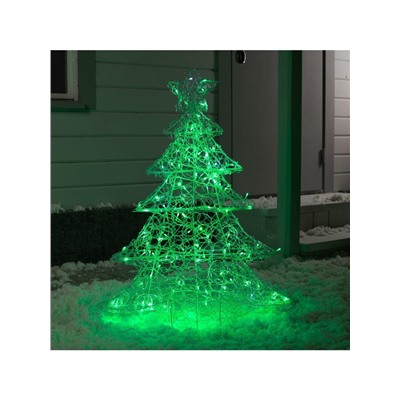 Светодиодная фигура «Кружевная ёлка» 70×90×17 см, металл, 31 В, мерцание, свечение зелёное